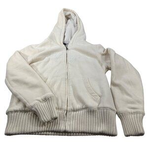 Tommy Hilfiger Women's Size Medium Hoodie Fleece Lined Zip-Up Ivory Preowned